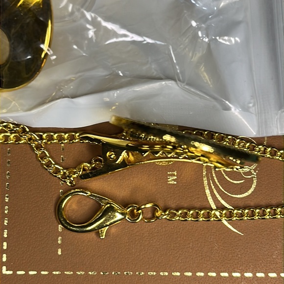 New in package gold and rhinestone initialed A pacifier has rhinestone bib clip - Picture 5 of 6